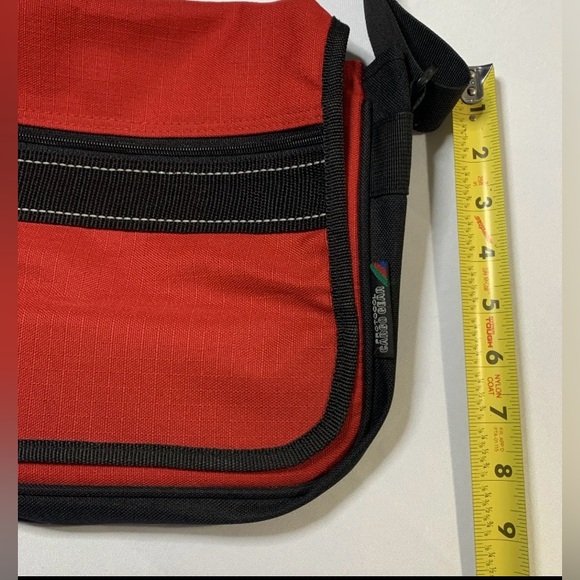 Protocol Travel Messenger Bag Canvas Red and Black Crossbody Purse Medium Size - Picture 7 of 13